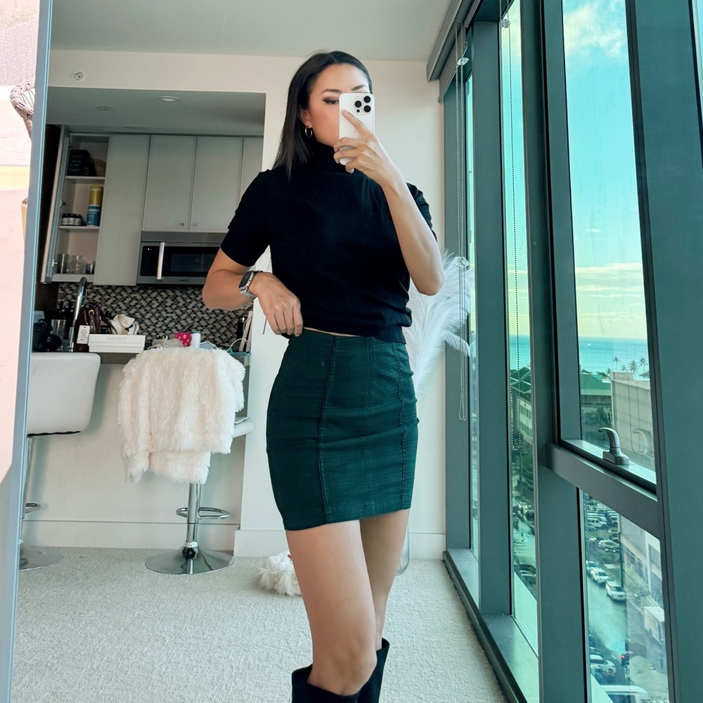 Free people Green Plaid Mini Skirt